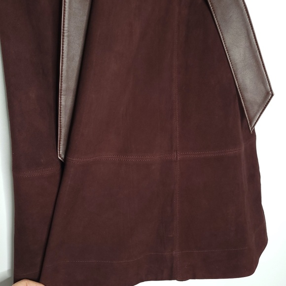 TREND ALERT ALICE + OLIVIA Martine Brown Suede A-line Midi Skirt w Belt size 4 - Picture 4 of 12